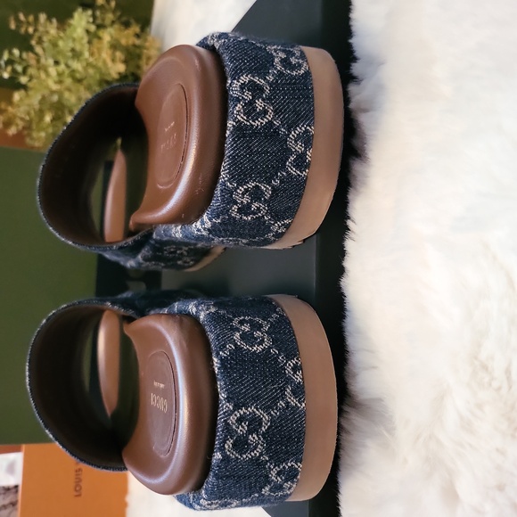 GUCCI Denim GG Monogram Angelina Platform 55mm Blue TeaI SIZE 37 UK/7 US - Picture 8 of 8